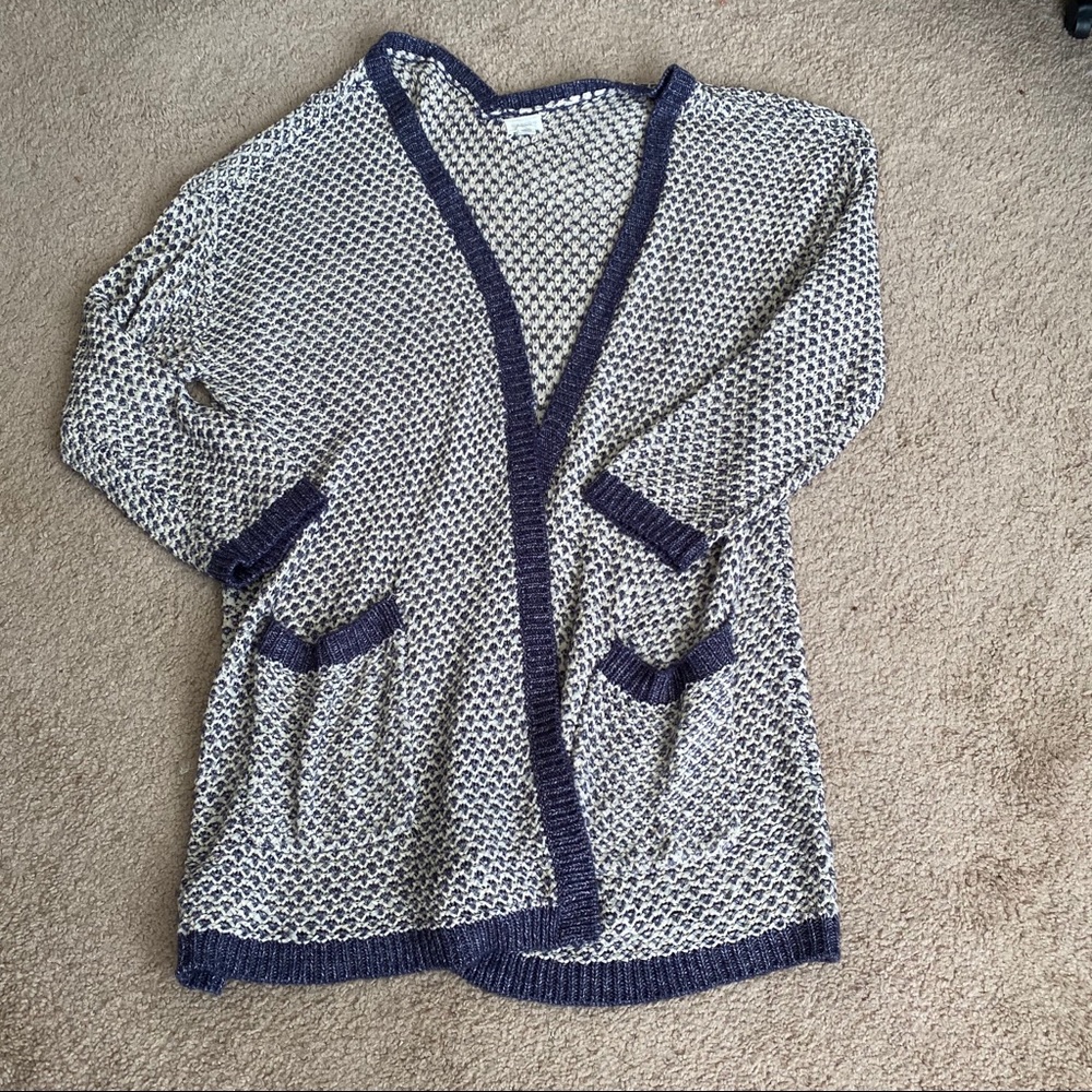 Caslon blue and white knit cardigan 3X